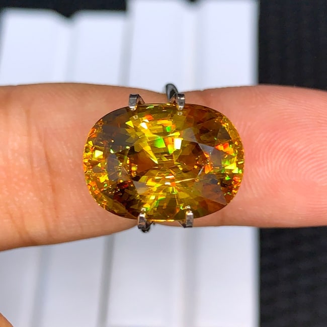 Full Fire Sphene Titanite Gemstone, Yellow Sphene Ring Stone - 6