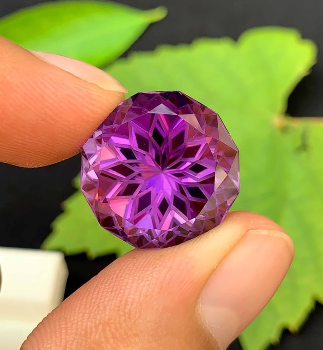 Natural Amethyst Gemstone: Precision Flower Cut, 30 Carats, February Birthstone - 4