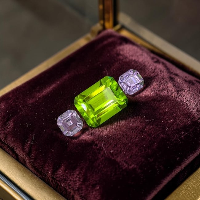 Olive Peridot Gemstone with Lavender Spinel Pair For Ring Making: Title: Olive Peridot Gemstone with Lavender Spinel Pair For Ring Making Description: Olive Peridot Gemstone with Lavender Spinel Pair For Ring Making Weight (CT) : 4.25 Measurements(MM) : 10 x 7 x 6 +
