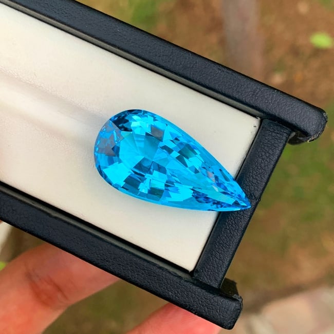 Pear Topaz Jewelry Stone, Swiss Blue Topaz Gemstone, Natural Topaz Stone - 3