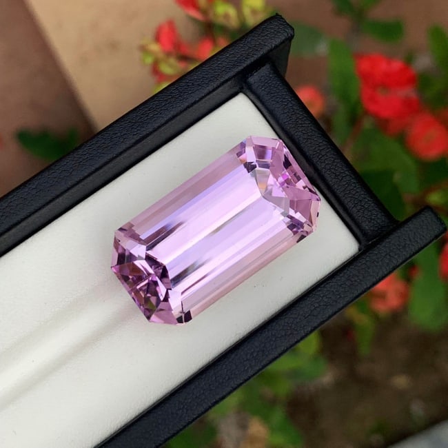 Loose Kunzite Gemstone, Eye Clean Pink Kunzite Stone Emerald Cut, 82.70 CT - 3
