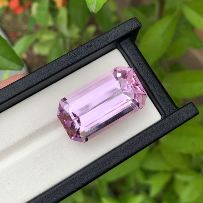 Loose Kunzite Gemstone, Eye Clean Pink Kunzite Stone Emerald Cut, 82.70 CT - 4
