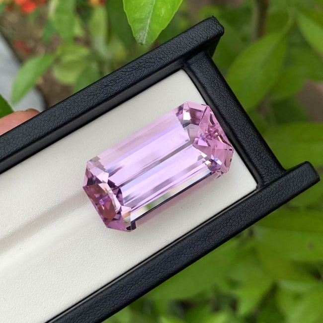 Loose Kunzite Gemstone, Eye Clean Pink Kunzite Stone Emerald Cut, 82.70 CT - 5