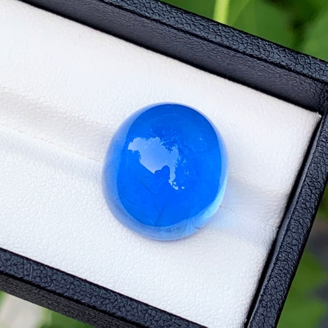Natural Blue Beryl Cabochon, Deep Blue Aquamarine Stone For Jewelry Making - 4