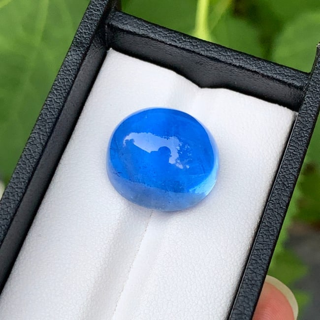 Natural Blue Beryl Cabochon, Deep Blue Aquamarine Stone For Jewelry Making - 5