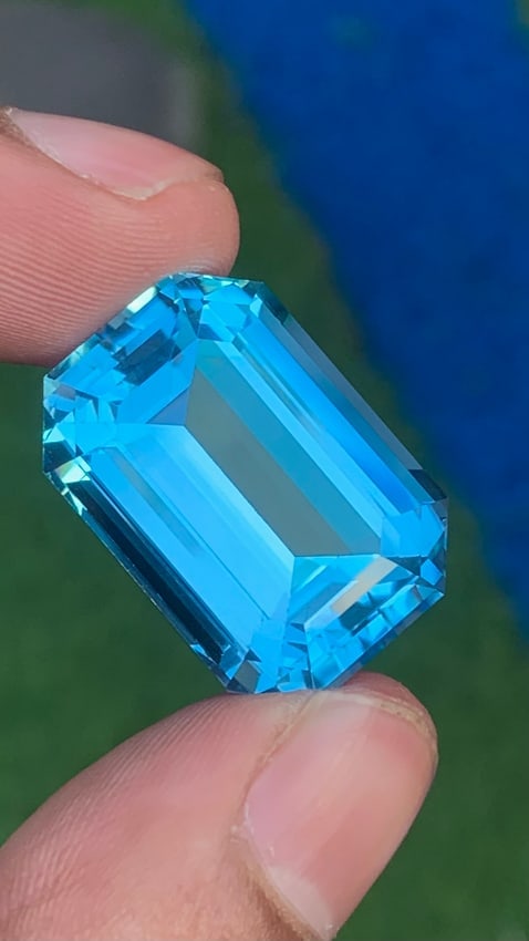 48.495 Carats Emerald Cut Swiss Blue Topaz Gemstone - 2