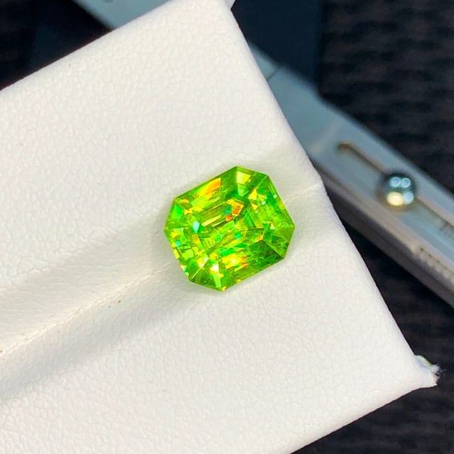 Apple Green Sphene Ring Stone, Full Fire Sphene Titanite Gemstone - 2