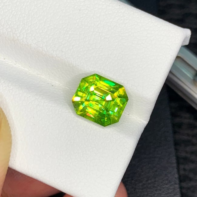 Apple Green Sphene Ring Stone, Full Fire Sphene Titanite Gemstone - 5