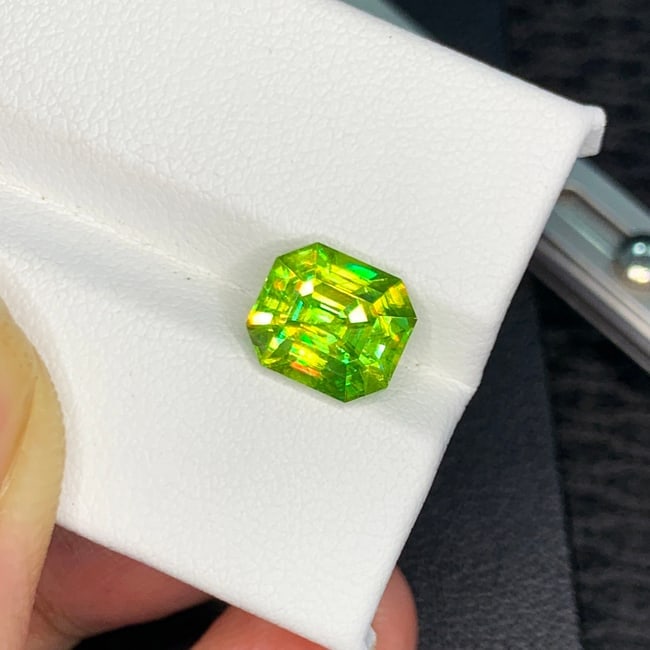 Apple Green Sphene Ring Stone, Full Fire Sphene Titanite Gemstone - 6