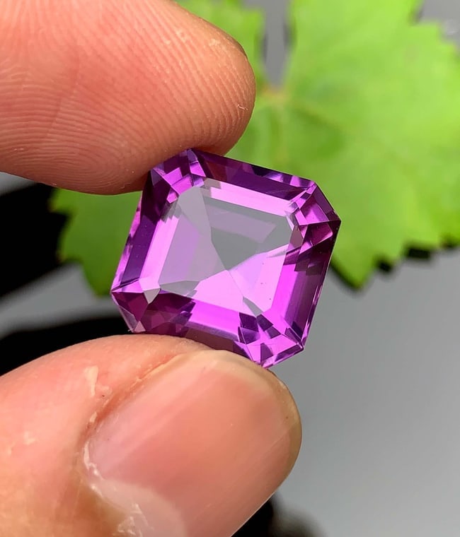 Asscher Cut Amethyst Gemstone: Natural February Birthstone (10.80 Carat) - 4