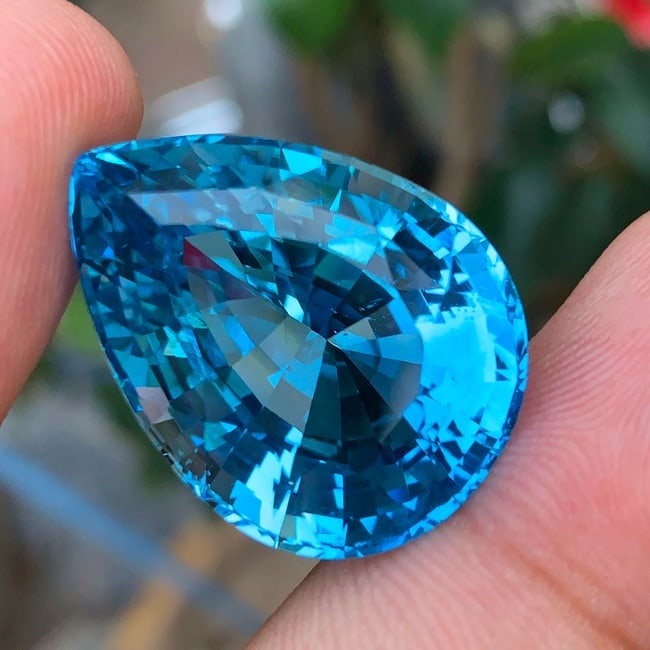 Swiss Blue Topaz Gemstone, Pear Shape Topaz Jewelry Stone, Natural Topaz - 2