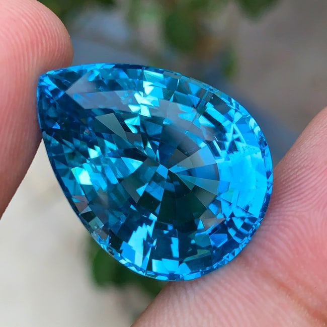 Swiss Blue Topaz Gemstone, Pear Shape Topaz Jewelry Stone, Natural Topaz - 3