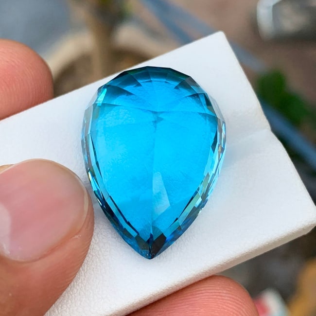 Swiss Blue Topaz Gemstone, Pear Shape Topaz Jewelry Stone, Natural Topaz - 4