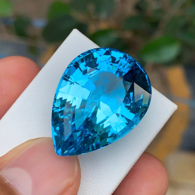 Swiss Blue Topaz Gemstone, Pear Shape Topaz Jewelry Stone, Natural Topaz - 5