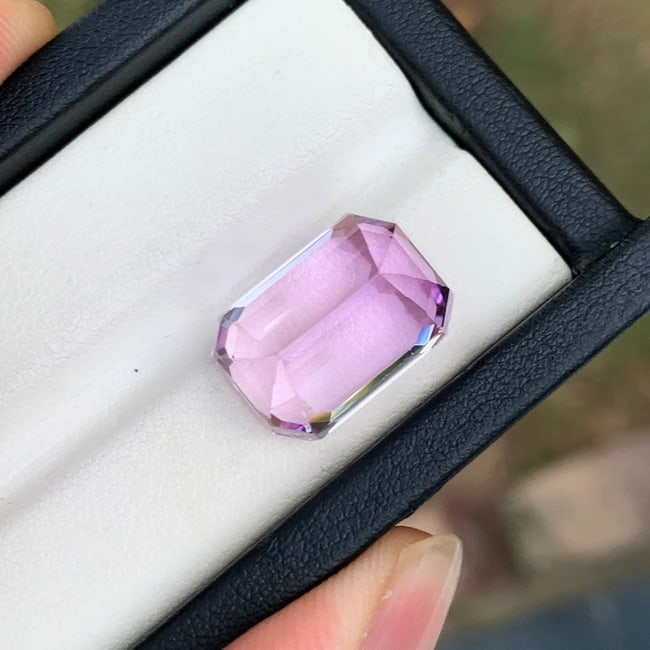 Lilac Kunzite Ring Stone, Emerald Cut Pink Kunzite Gemstone For Jewelry - 3