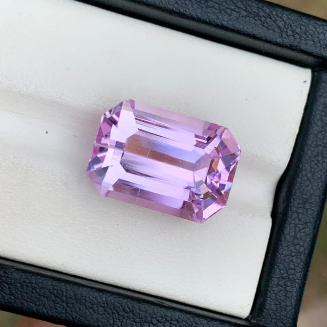 Lilac Kunzite Ring Stone, Emerald Cut Pink Kunzite Gemstone For Jewelry - 5