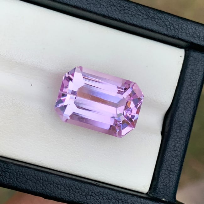 Lilac Kunzite Ring Stone, Emerald Cut Pink Kunzite Gemstone For Jewelry - 6