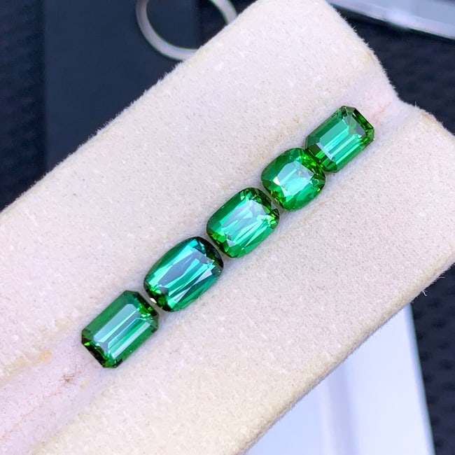 Bluish Green Tourmaline Gemstones Set, Natural Tourmaline Jewelry Stones - 2