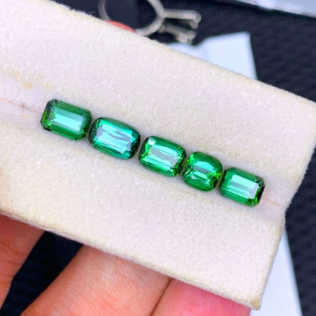 Bluish Green Tourmaline Gemstones Set, Natural Tourmaline Jewelry Stones - 3