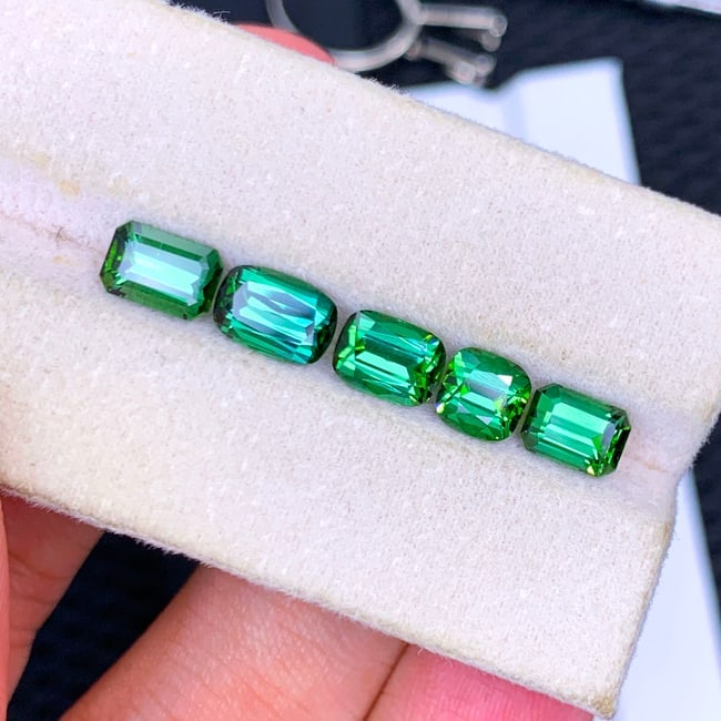 Bluish Green Tourmaline Gemstones Set, Natural Tourmaline Jewelry Stones - 4