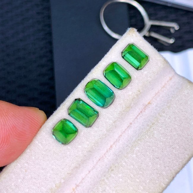 Bluish Green Tourmaline Gemstones Set, Natural Tourmaline Jewelry Stones - 5