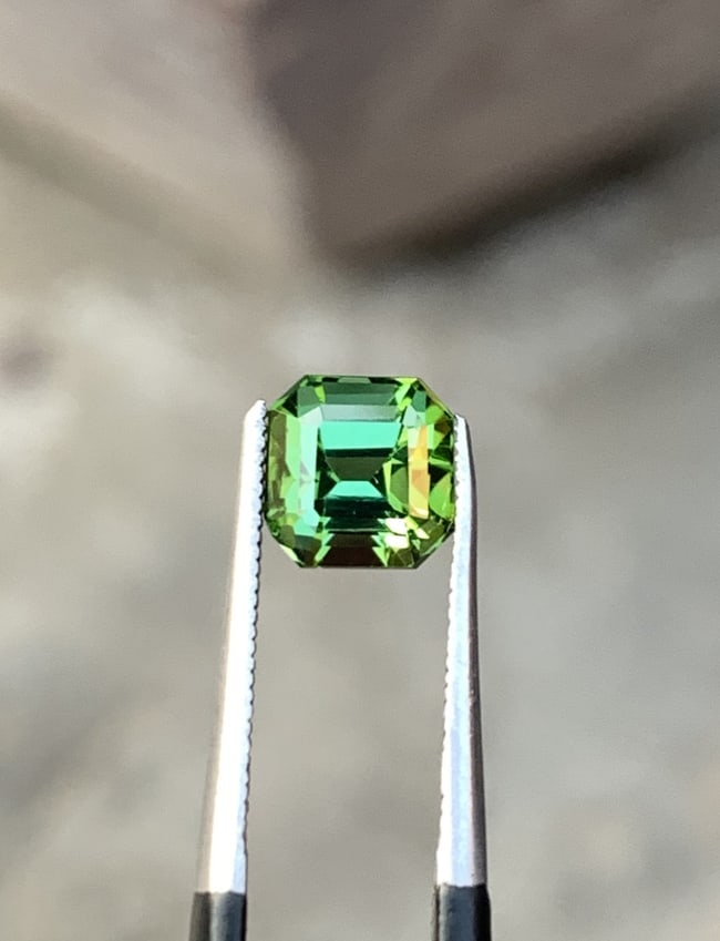 1.65 Carat Natural Asscher Cut Blue Green Tourmaline Loose Gemstone - 2