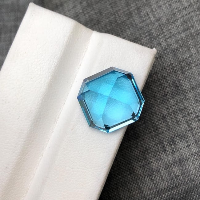 16 Carat Swiss Blue Topaz Loose Gemstone Asscher Cut November Birthstone - 6