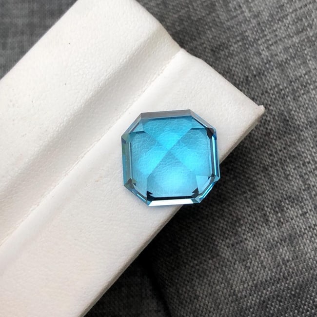 16 Carat Swiss Blue Topaz Loose Gemstone Asscher Cut November Birthstone - 8