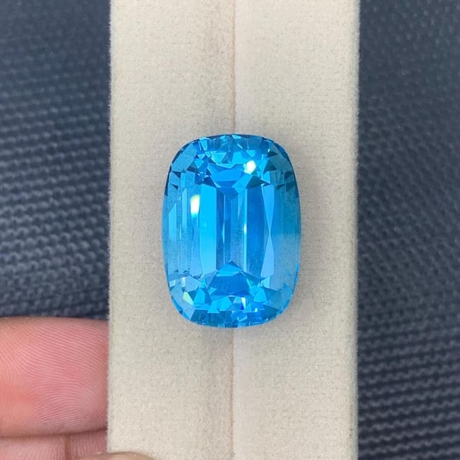 Swiss Blue Topaz Gemstone Necklace Size Facted Cushion Cut November Birthstone - 49.17 Carat - 7