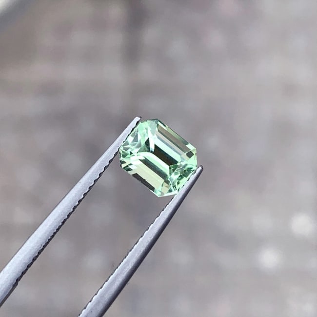 Light Green Tourmaline Gemstone, Emerald Cut Tourmaline Ring Stone, 1.70 CT - 2