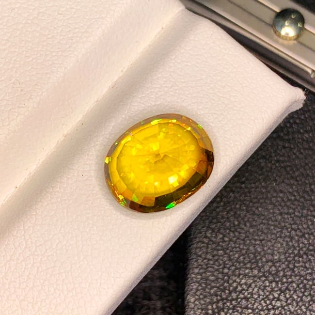 Full Fire Sphene Ring Stone, Natural Sphene Gemstone, Yellow Titanite Stone - 2