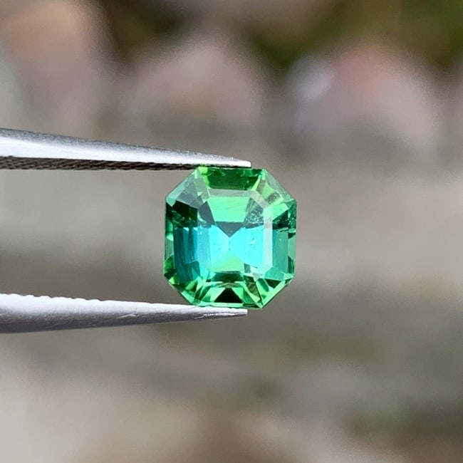 Bluish Green Tourmaline Loose Gemstone, Ascher Cut Tourmaline Ring Stone - 2