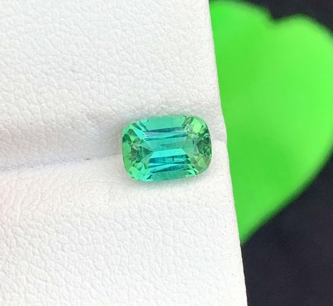 Natural Blue Green Tourmaline Gemstone: Cushion Cut October Birthstone - 2