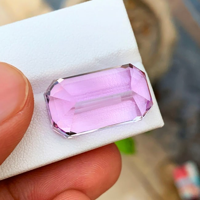 Lilac Kunzite Gemstone, Natural Kunzite Jewelry Stone, Emerald Cut Kunzite - 2