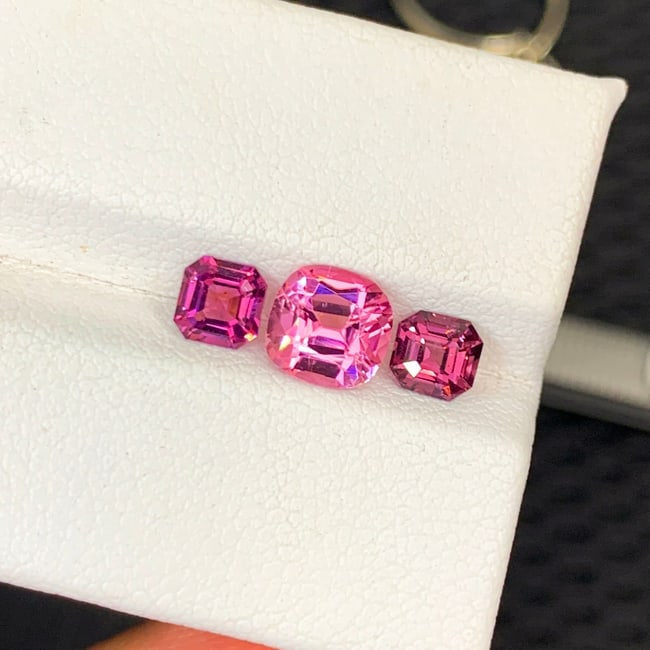 Pink Tourmaline Gemstone with Spinel Pair for Ring Making - 3