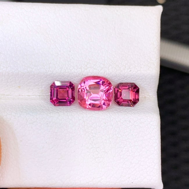 Pink Tourmaline Gemstone with Spinel Pair for Ring Making - 4