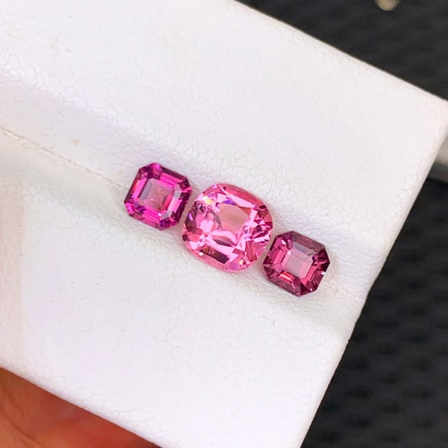 Pink Tourmaline Gemstone with Spinel Pair for Ring Making - 5