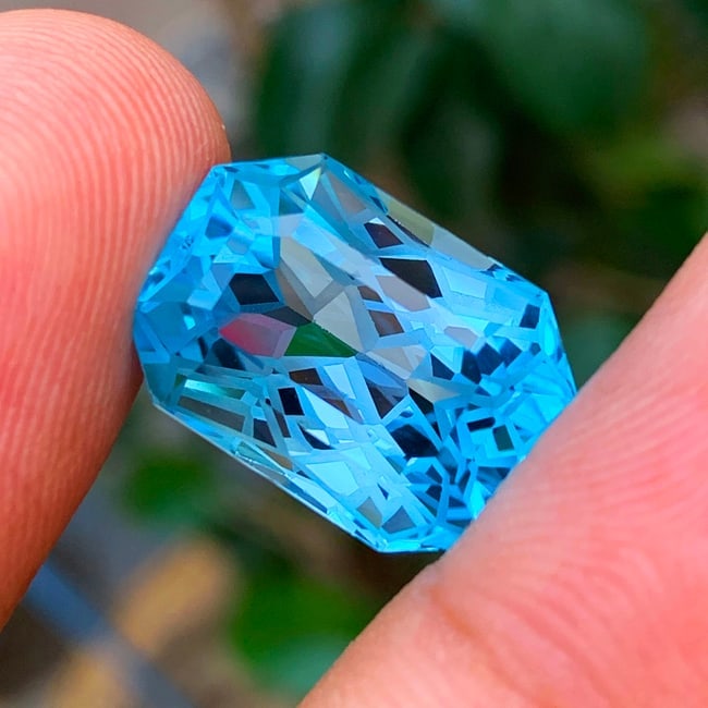 Natural Swiss Blue Topaz Gemstone, Precision Cut Topaz Ring Stone - 3
