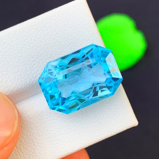 Natural Swiss Blue Topaz Gemstone, Precision Cut Topaz Ring Stone - 4