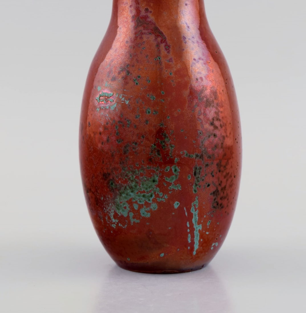 European studio ceramicist. Unique vase in glazed stoneware. Beautiful metallic glaze in shades of - 7
