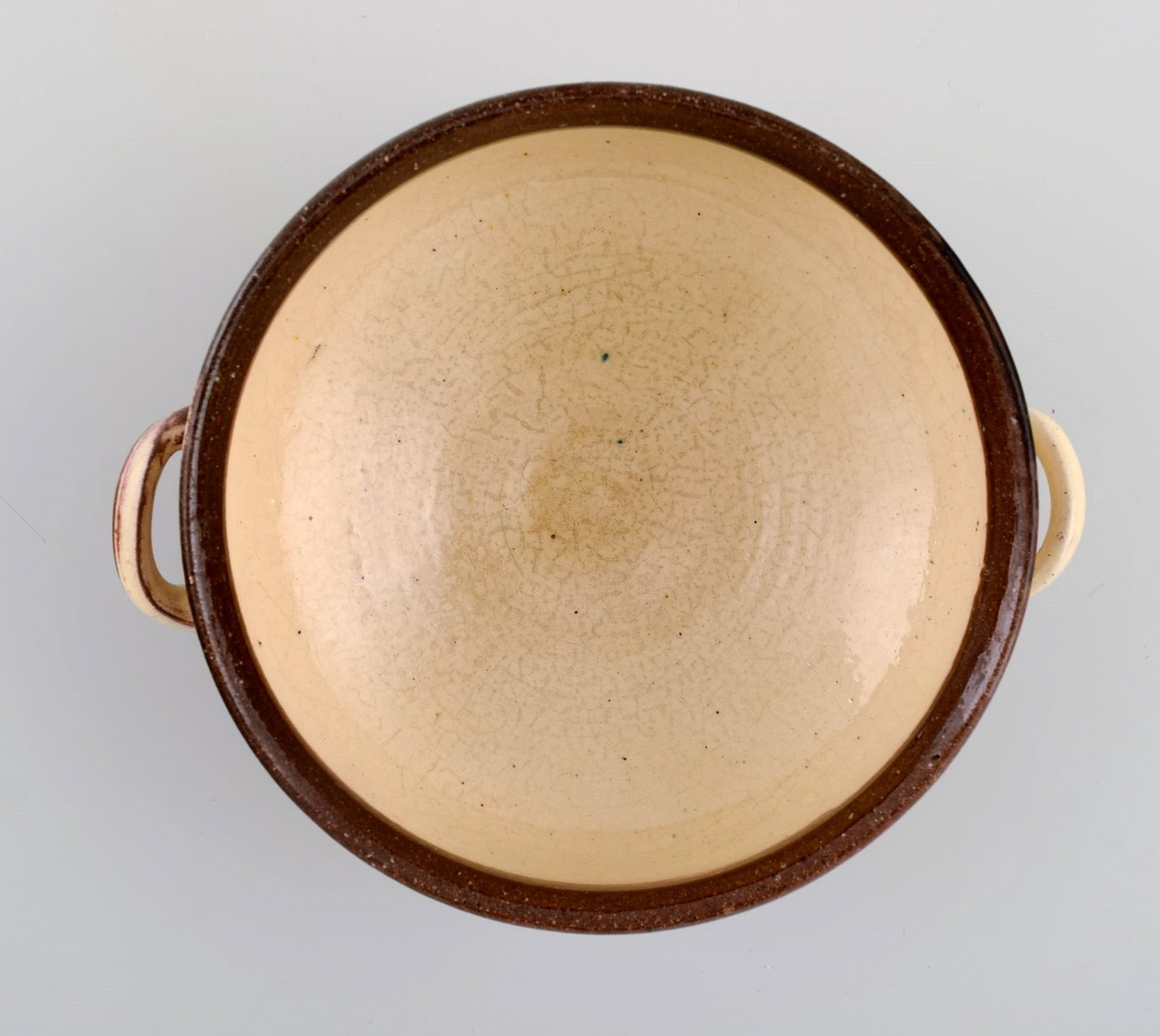 Gutte Eriksen (1918-2008), own workshop. Ear bowl with handles in glazed stoneware. Danish design, - 7