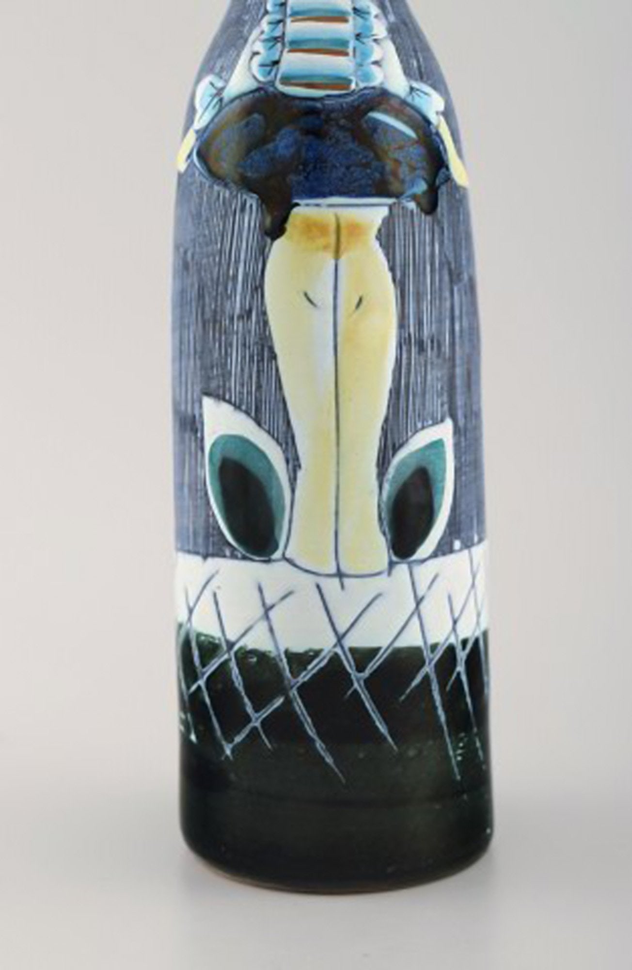 Tilgmans, Sweden. Vase in glazed ceramics with young woman. Mid-20th century. - 4