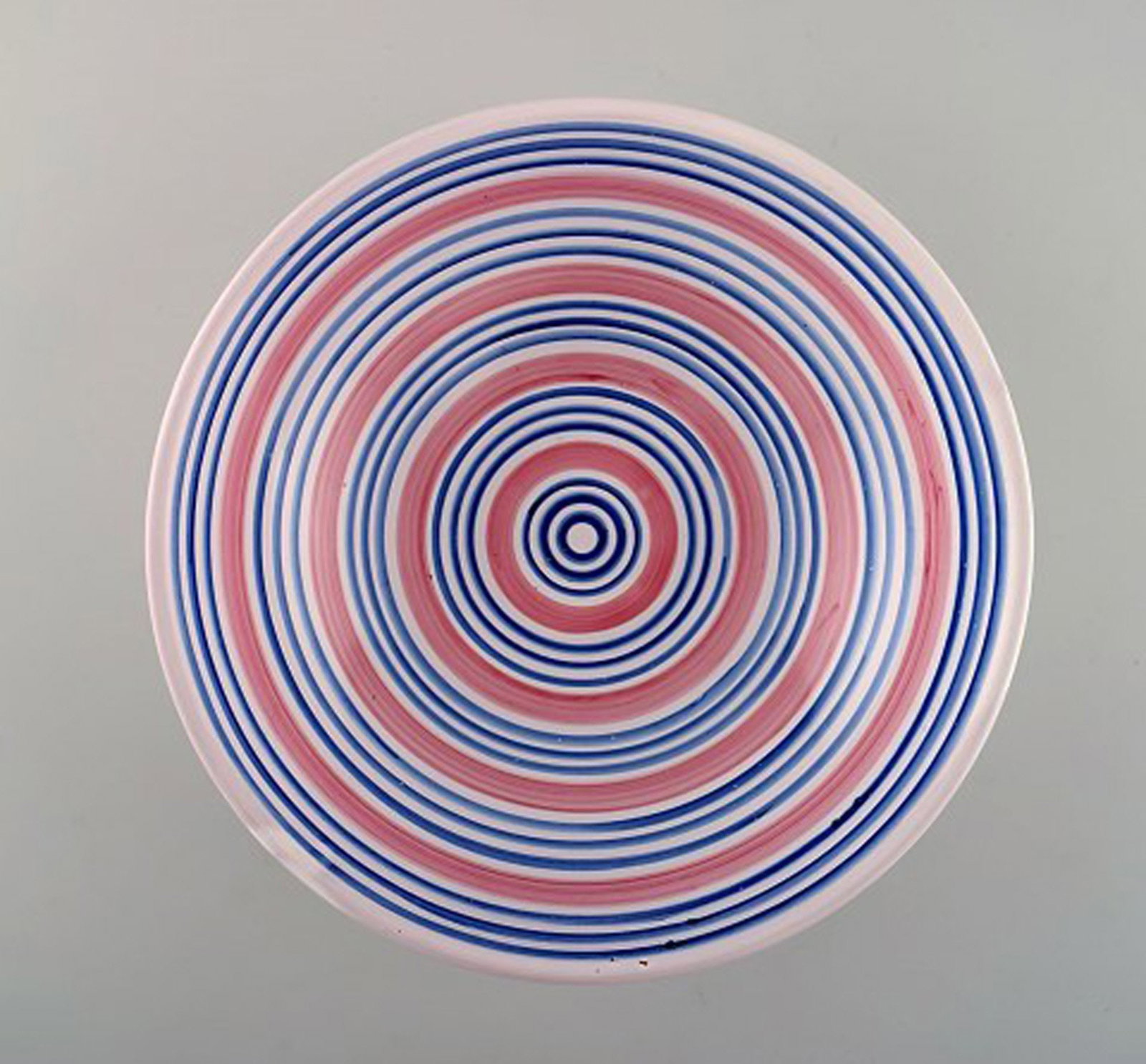 Ingrid Atterberg for Uppsala Ekeby. Large bowl in glazed stoneware. Striped design in blue and pink - 3