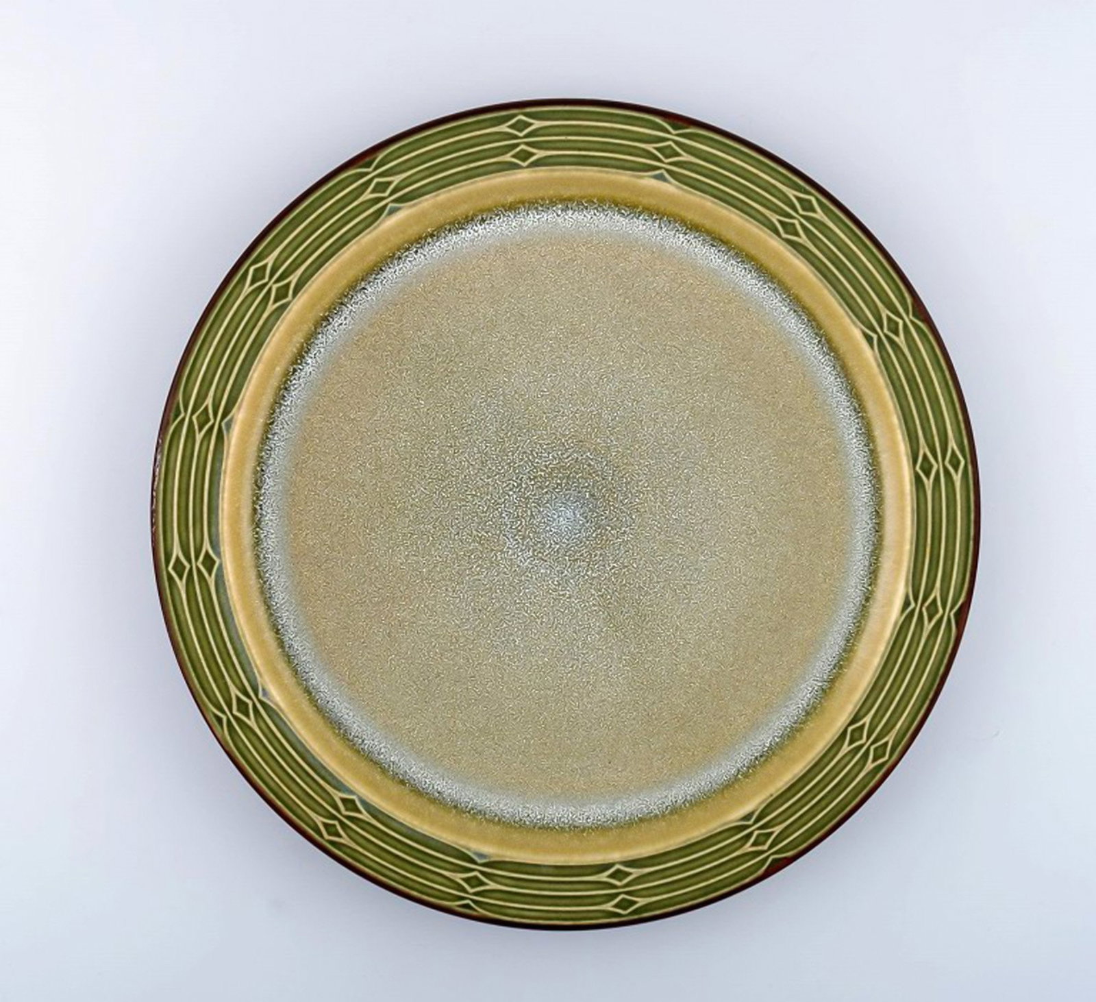 Jens H. Quistgaard (1919-2008) for Bing & Grondahl. Large round "Rune" dish in glazed stoneware. Two - 2