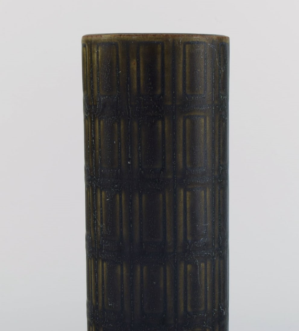 Arabia, Finland. Vase in glazed in ceramics. Beautiful glaze in dark green shades. 1960's. - 4