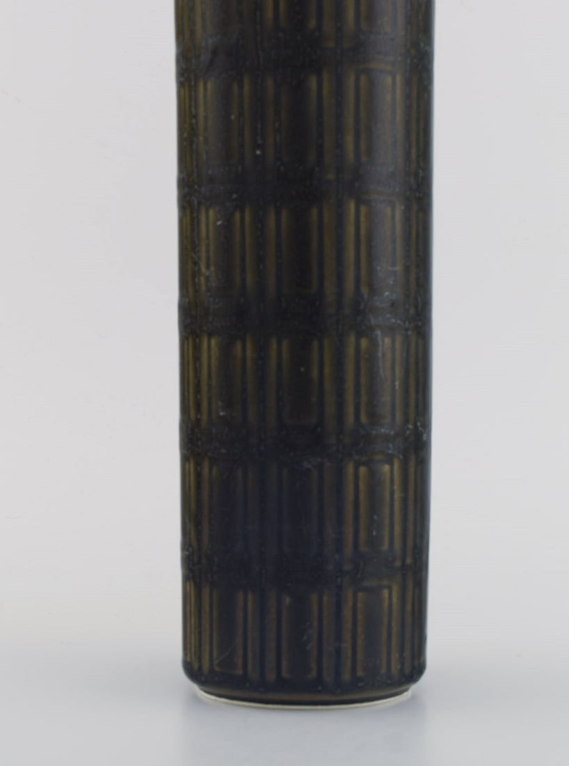 Arabia, Finland. Vase in glazed in ceramics. Beautiful glaze in dark green shades. 1960's. - 5