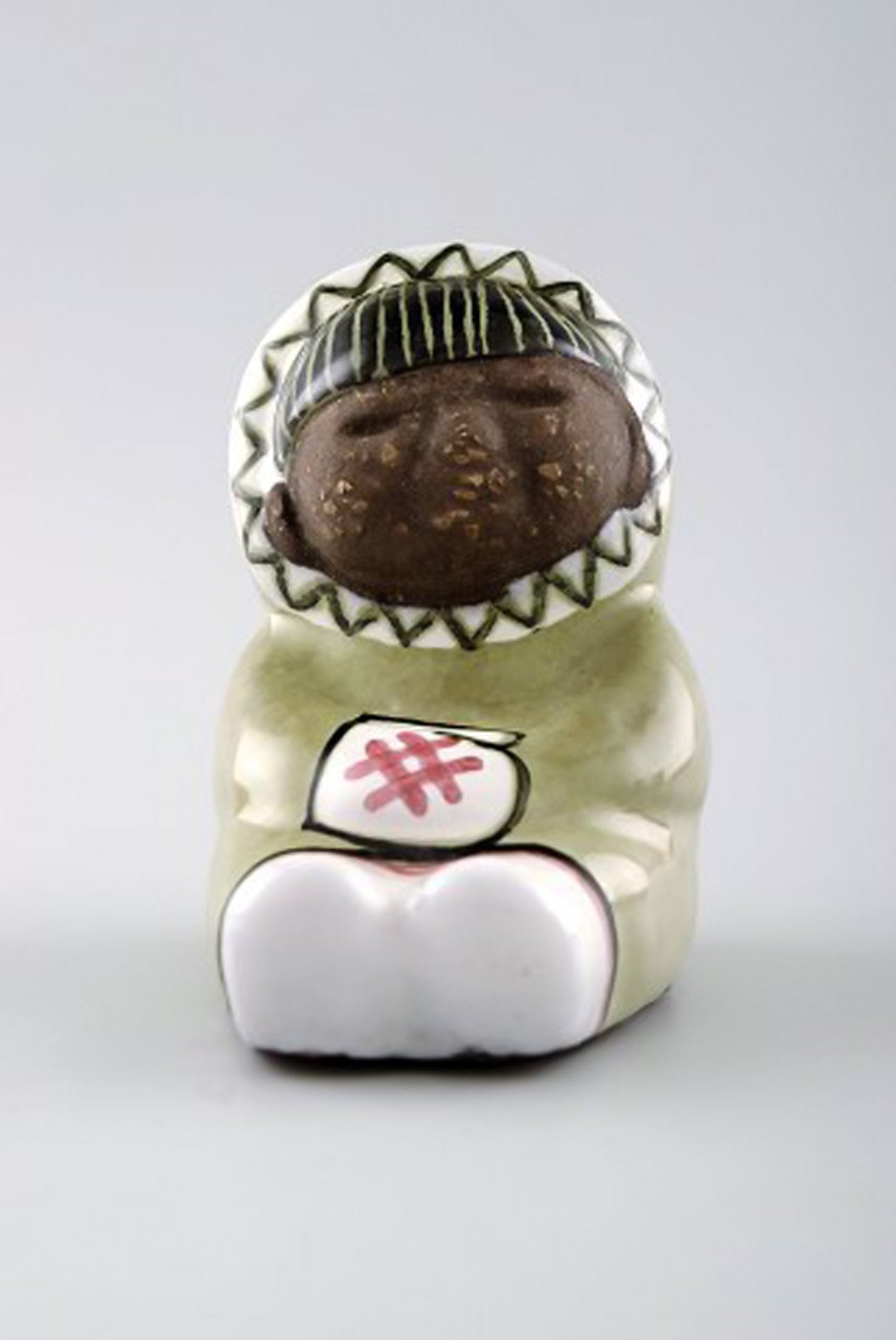 Collection of Upsala-Ekeby art pottery figurines, Eskimo children. - 4