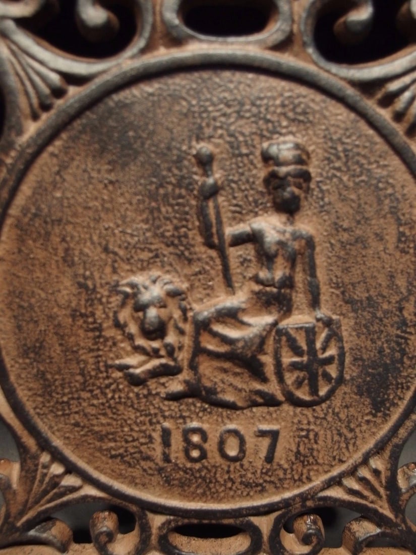 Heavy Cast iron County Fire Office Sign 1807 Fireman - 2