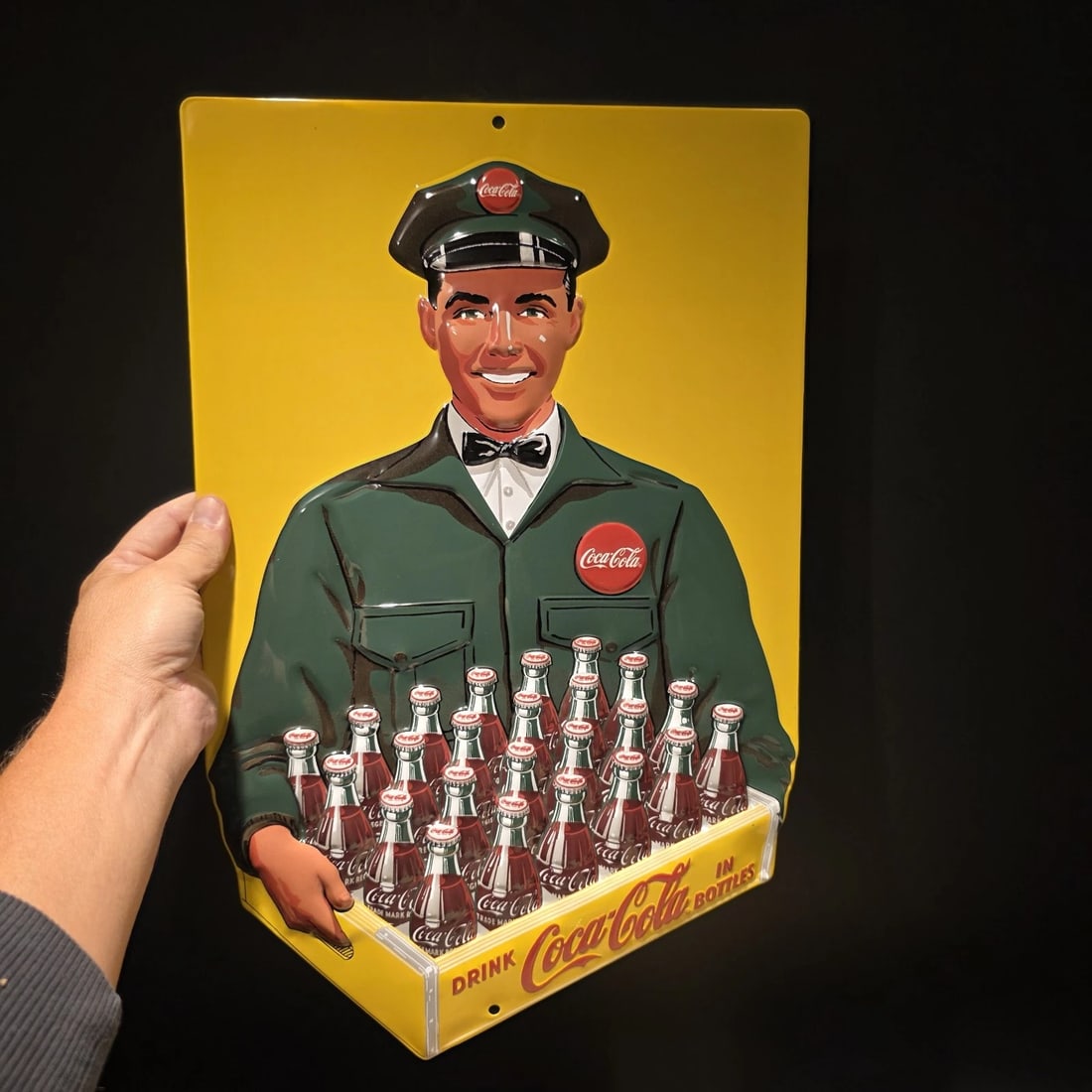 20" Coca-Cola Delivery Man Sign Embossed Coke Advertising - 7