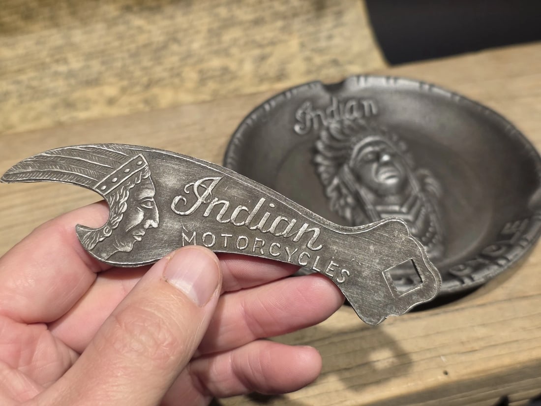 indian Motorcycle Ash Tray and Bottle Opener Set - 3